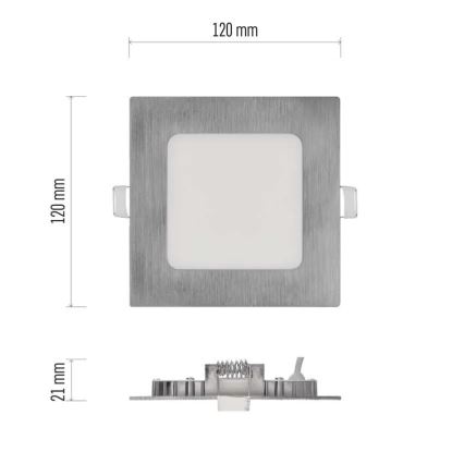 LED-upotettava kattovalaisin NEXXO 7W/230V 3000/3500/4000K hopeanvärinen 12x12 cm