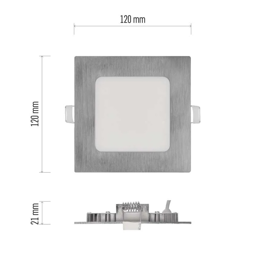 LED-upotettava kattovalaisin NEXXO 7W/230V 3000/3500/4000K hopeanvärinen 12x12 cm