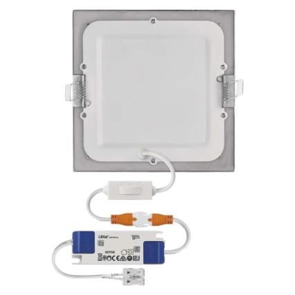 LED-upotettava kattovalaisin NEXXO LED/12,5W/230V 3000/3500/4000K hopea 17x17 cm