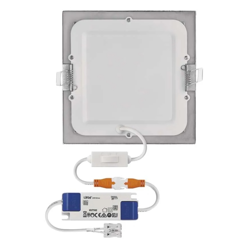 LED-upotettava kattovalaisin NEXXO LED/12,5W/230V 3000/3500/4000K hopea 17x17 cm