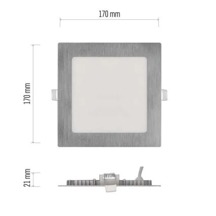 LED-upotettava kattovalaisin NEXXO LED/12,5W/230V 3000/3500/4000K hopea 17x17 cm