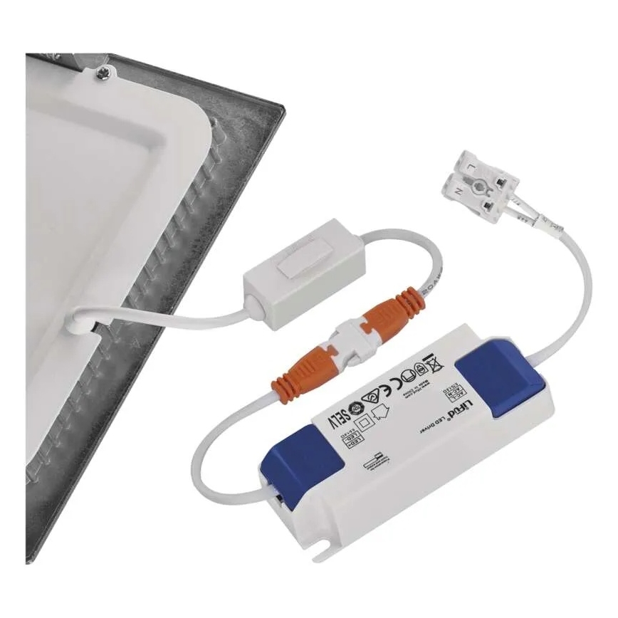 LED-upotettava kattovalaisin NEXXO LED/18W/230V 3000/3500/4000K hopea 22,5 x 22,5 cm