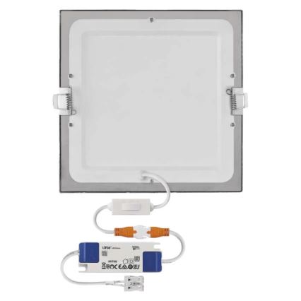 LED-upotettava kattovalaisin NEXXO LED/18W/230V 3000/3500/4000K hopea 22,5 x 22,5 cm