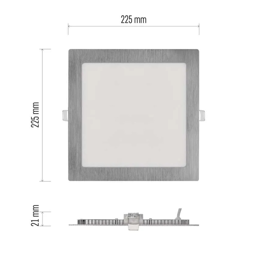 LED-upotettava kattovalaisin NEXXO LED/18W/230V 3000/3500/4000K hopea 22,5 x 22,5 cm