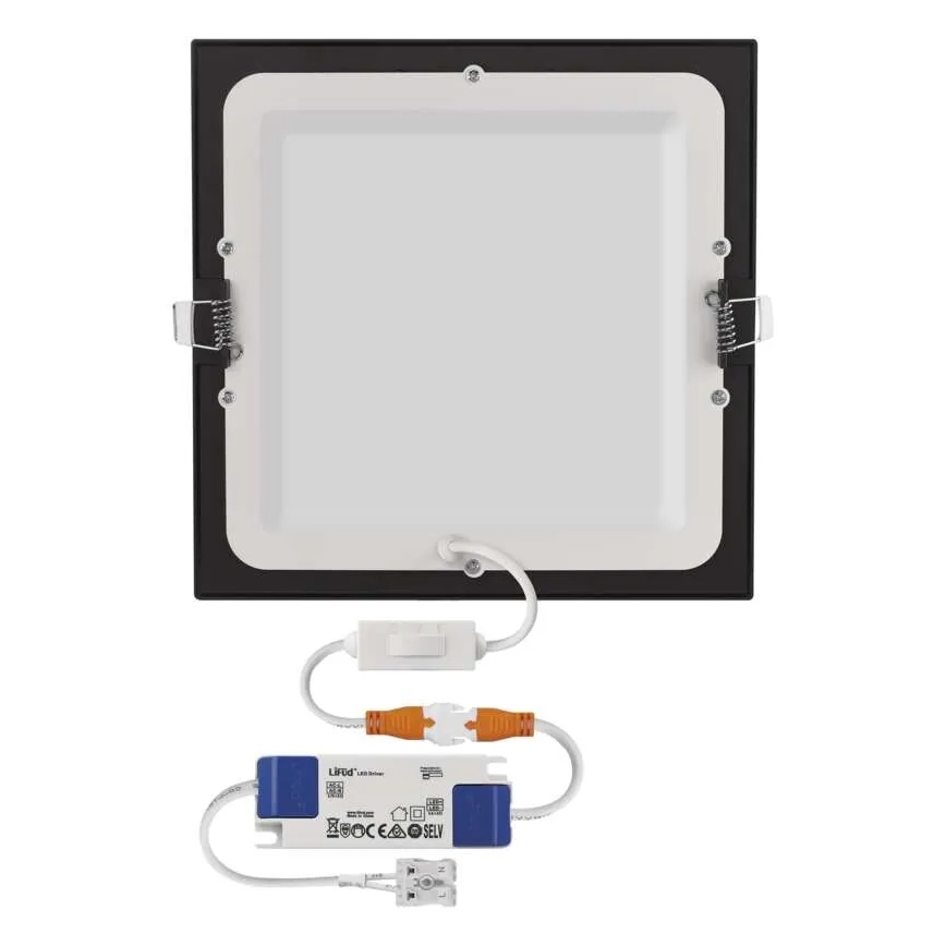 LED-upotettava kattovalaisin NEXXO LED/18W/230V 3000/3500/4000K musta 22,5 x 22,5 cm