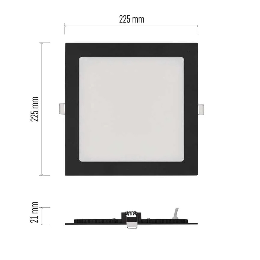 LED-upotettava kattovalaisin NEXXO LED/18W/230V 3000/3500/4000K musta 22,5 x 22,5 cm