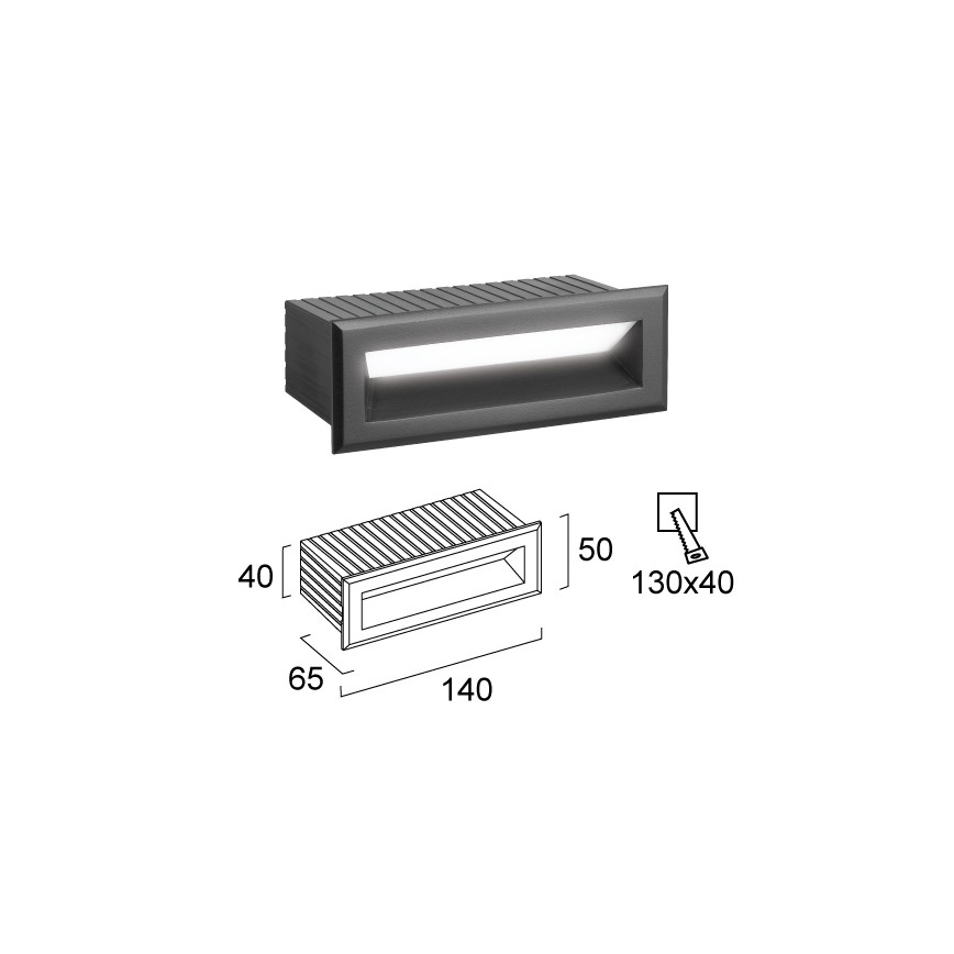 LED-upotettava ulkovalaisin FLIK LED/3W/230V IP65 antrasiitti