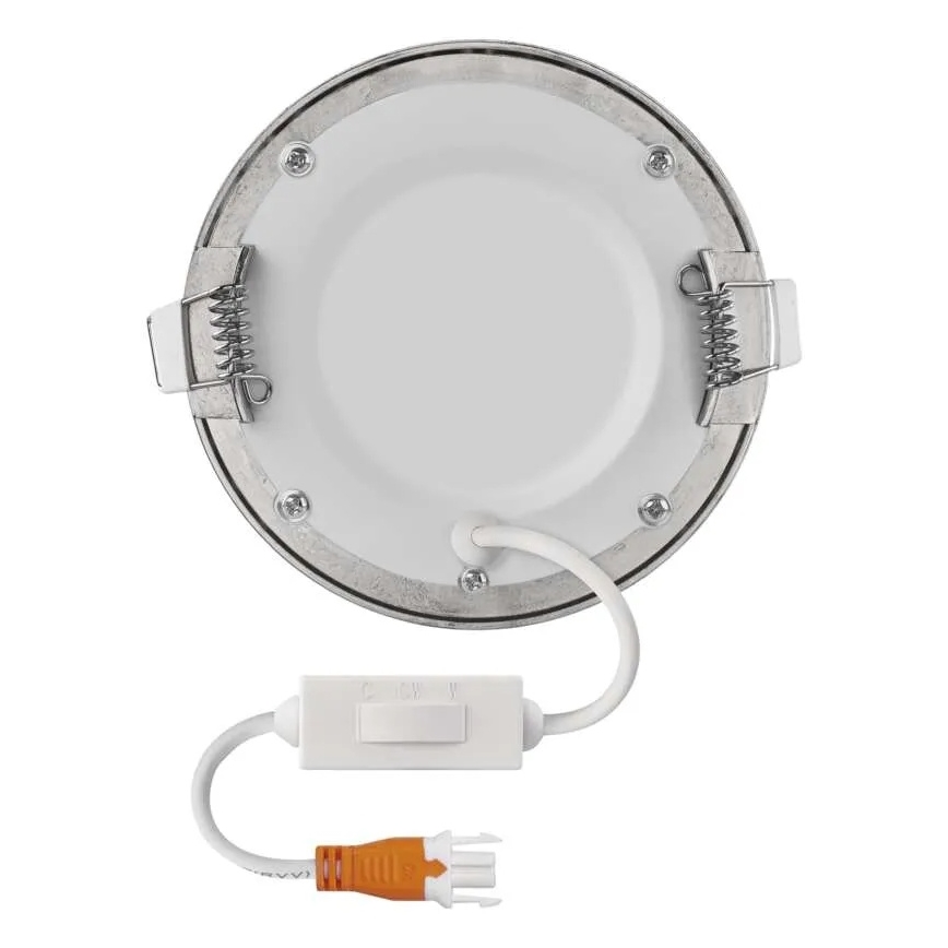 LED-upotettava valaisin NEXXO LED/7W/230V, kolme värilämpötilavaihtoehtoa 3000/3500/4000K, hopea, halkaisija 12 cm