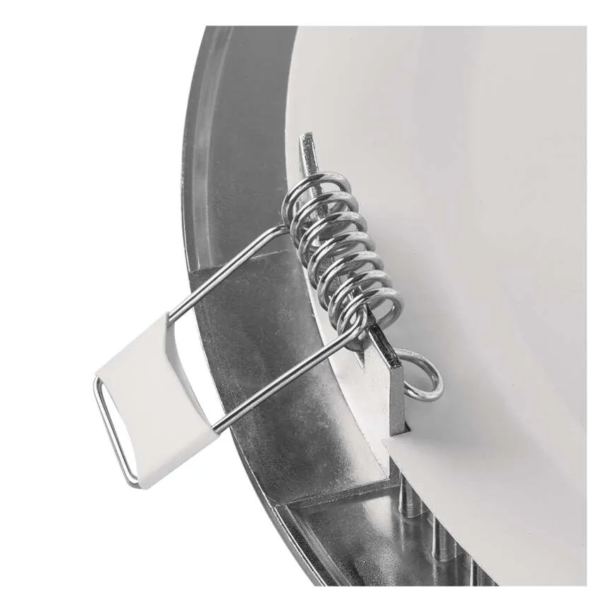 LED-upotettava valaisin NEXXO LED/7W/230V, kolme värilämpötilavaihtoehtoa 3000/3500/4000K, hopea, halkaisija 12 cm