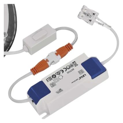 LED-upotettava valaisin NEXXO LED/7W/230V, kolme värilämpötilavaihtoehtoa 3000/3500/4000K, hopea, halkaisija 12 cm