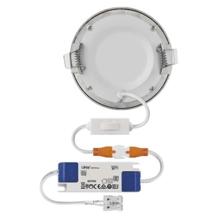 LED-upotettava valaisin NEXXO LED/7W/230V, kolme värilämpötilavaihtoehtoa 3000/3500/4000K, hopea, halkaisija 12 cm