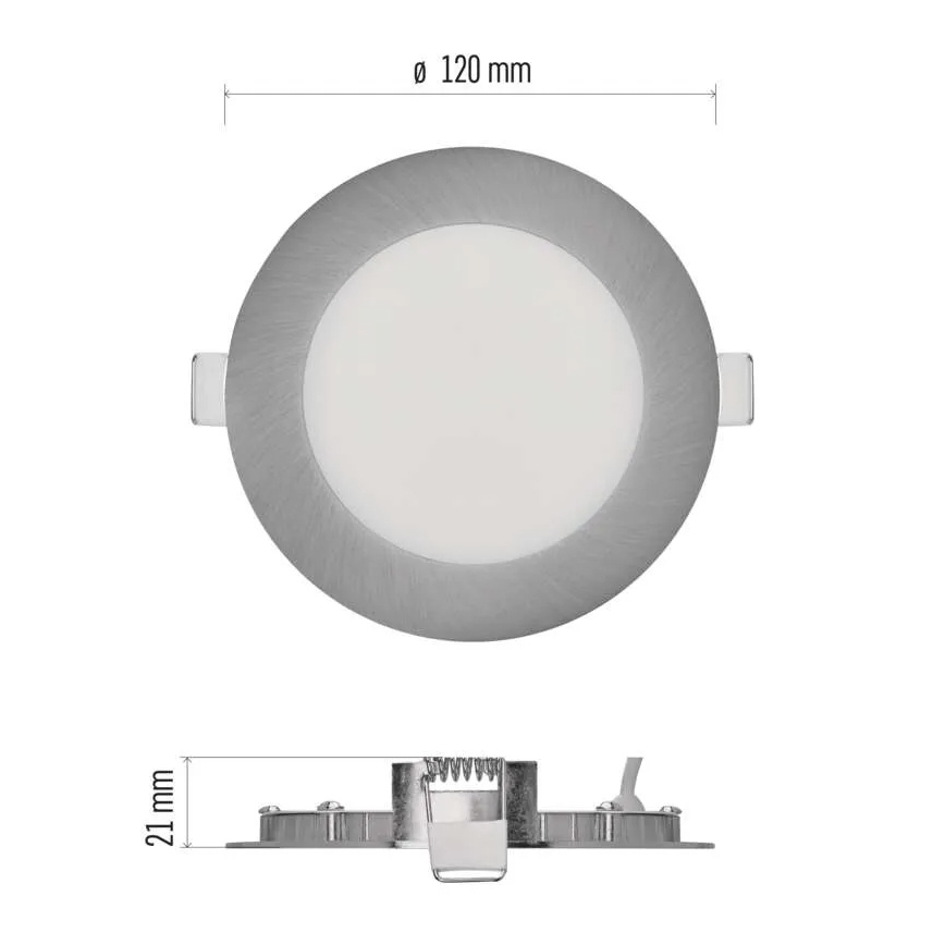 LED-upotettava valaisin NEXXO LED/7W/230V, kolme värilämpötilavaihtoehtoa 3000/3500/4000K, hopea, halkaisija 12 cm
