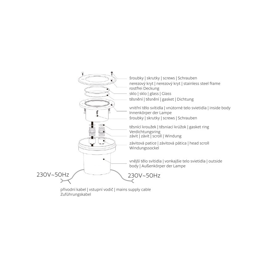 LED-upotettava valaisin ulkokäyttöön ROAD LED / 0,5W / 230V IP67 6000K