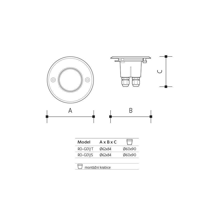LED-upotettava valaisin ulkokäyttöön ROAD LED / 0,5W / 230V IP67 6000K