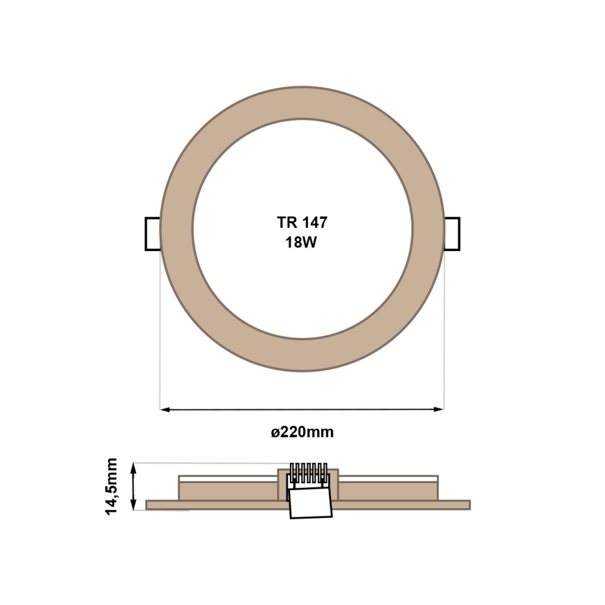 LED upotettava valo CIRCLE LED/18W/230V 4200K halkaisija 22 cm ruskea