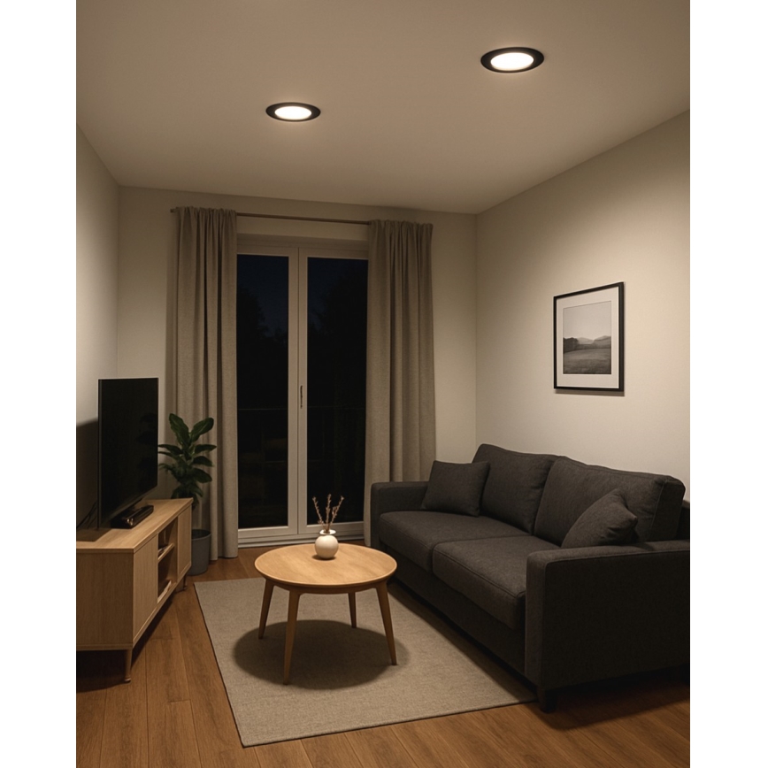 LED upotettava valo CIRCLE LED/6W/230V 4000K halkaisija 12 cm musta