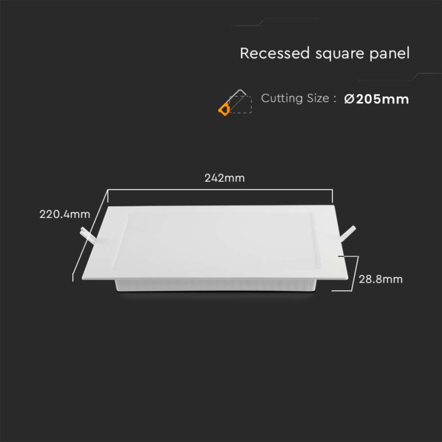 LED upotettava valo LED/18W/230V 22x22 cm 3000K valkoinen