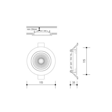 LED upotettava valo LED/18W/230V 4000K halkaisija 11,5 cm musta