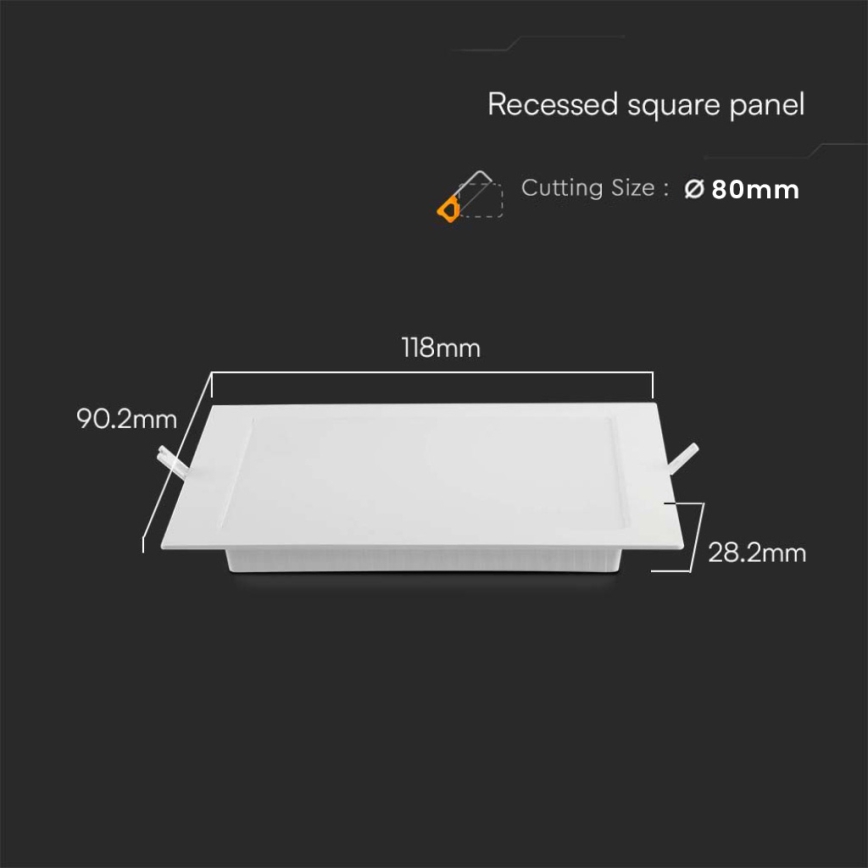 LED upotettava valo LED/3W/230V 9x9 cm 3000K valkoinen