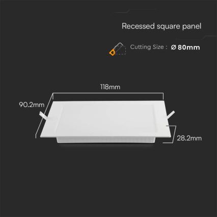 LED upotettava valo LED/3W/230V 9x9 cm 4000K valkoinen