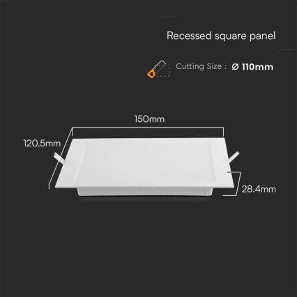 LED upotettava valo LED/6W/230V 12x12 cm 6500K valkoinen