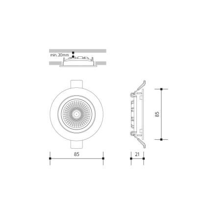 LED upotettava valo LED/6W/230V 4000K halkaisija 8,5 cm musta