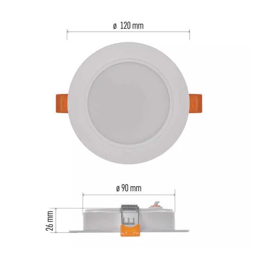 LED upotettava valo LED/9W/230V halkaisija 12 cm valkoinen