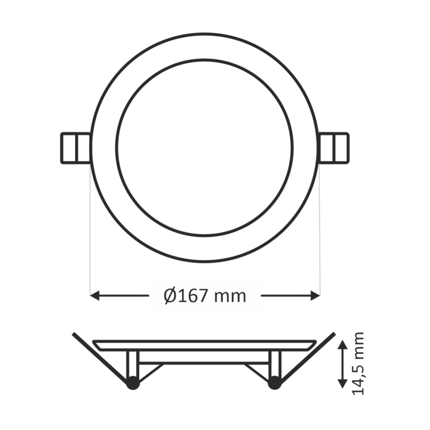 LED upotettava valo QTEC LED/12W/230V 6500K halkaisija 16,7 cm