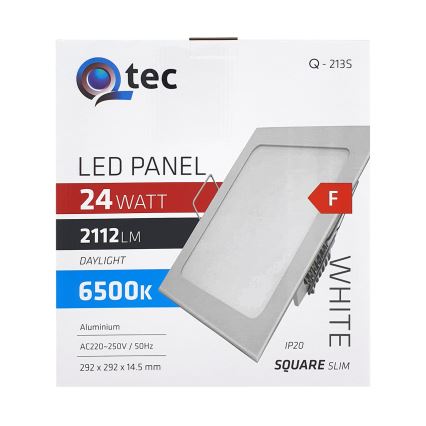 LED upotettava valo QTEC LED/24W/230V 6500K 29,2x29,2 cm