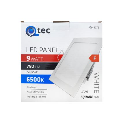 LED upotettava valo QTEC LED/9W/230V 6500K 14,6x14,6 cm