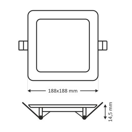 LED upotettava valo SQUARE LED/15W/230V 6500K 18,8x18,8 cm valkoinen