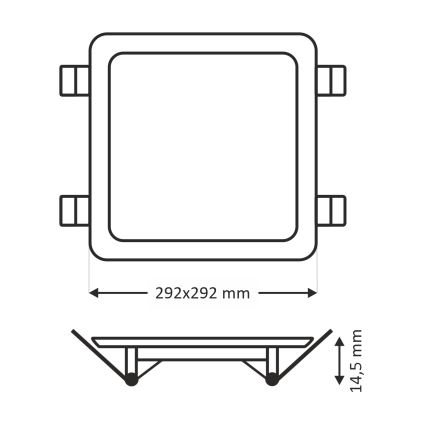 LED upotettava valo SQUARE LED/24W/230V 4200K 29,2x29,2 cm ruskea