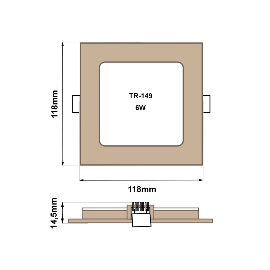 LED upotettava valo SQUARE LED/6W/230V 4200K 11,8x11,8 cm ruskea