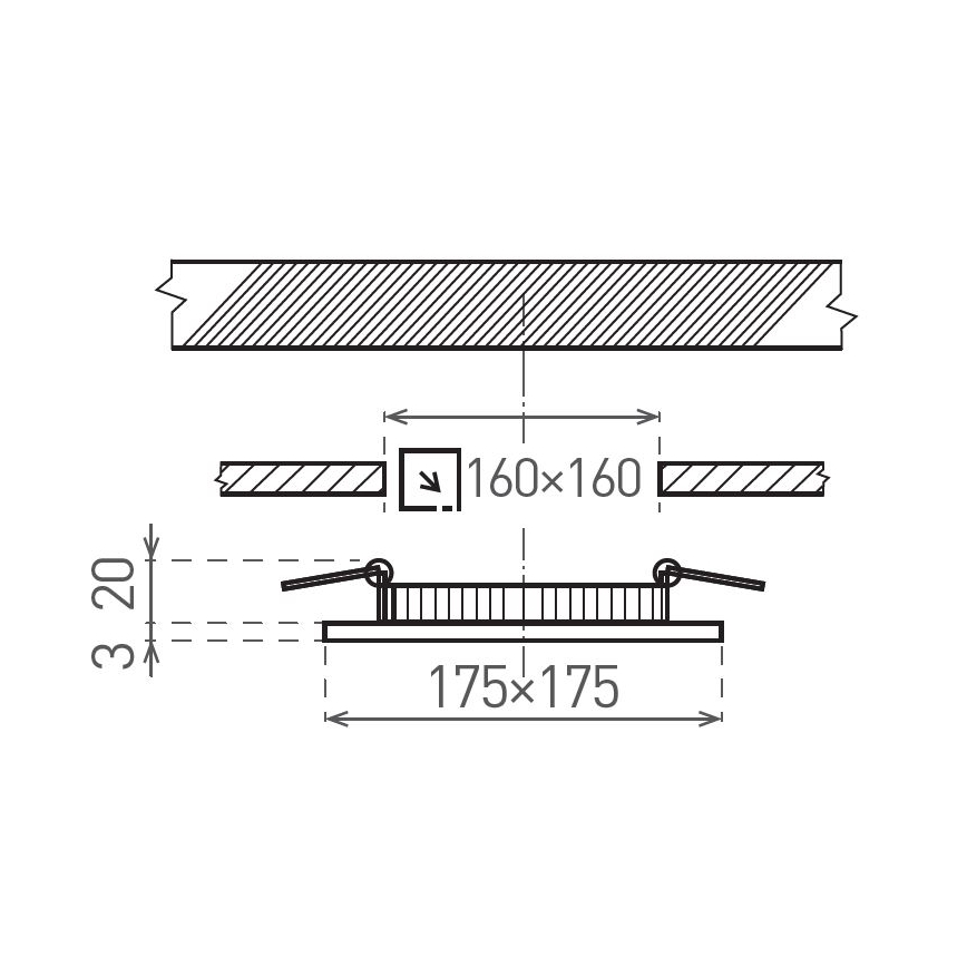 LED upotettava valo VEGA LED/12W/230V 2900/3900/5800K 17,5x17,5 cm musta