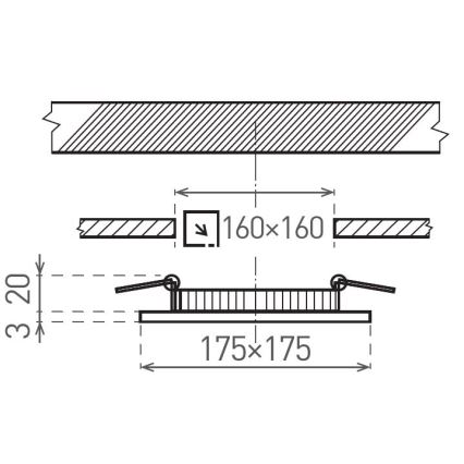 LED upotettava valo VEGA LED/12W/230V 2900/3900/5800K 17,5x17,5 cm valkoinen