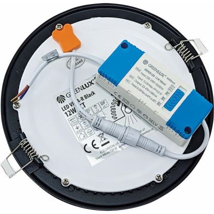 LED upotettava valo VEGA LED/12W/230V 2900/3900/5800K halkaisija 17,5 cm musta