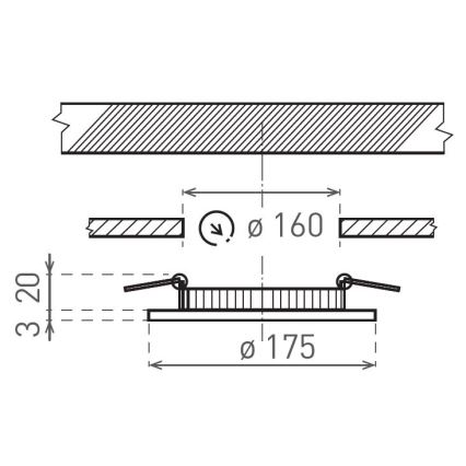 LED upotettava valo VEGA LED/12W/230V 2900/3900/5800K halkaisija 17,5 cm musta