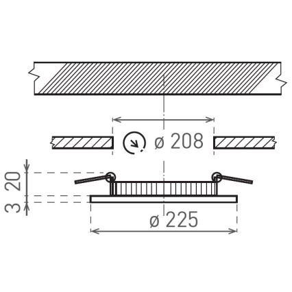 LED upotettava valo VEGA LED/18W/230V 2900/3900/5800K halkaisija 22,5 cm musta