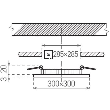 LED upotettava valo VEGA LED/24W/230V 2900/3900/5800K 30x30 cm valkoinen