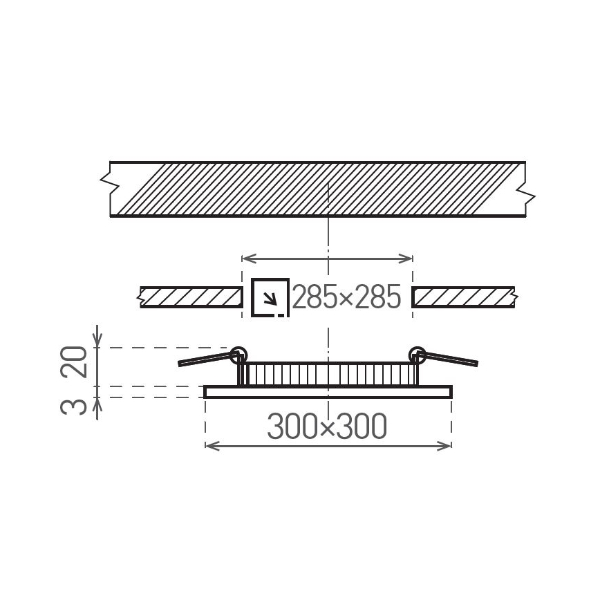 LED upotettava valo VEGA LED/24W/230V 2900/3900/5800K 30x30 cm valkoinen