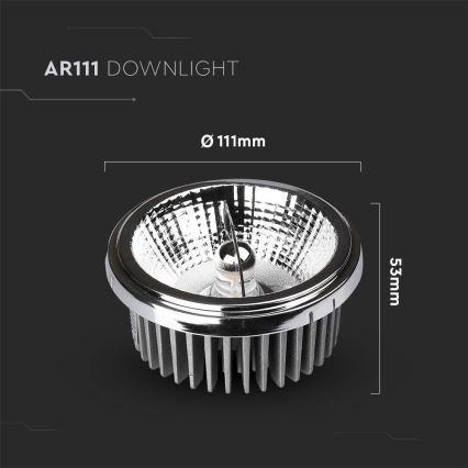 LED Upotettu kohdevalo LED/20W/230V 6400K 40°/20° halkaisija 11 cm kiiltävä kromi