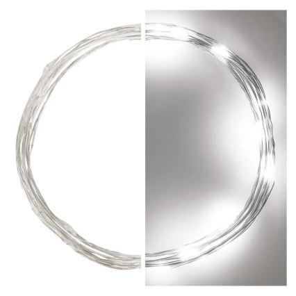 LED-valoketju 20 LED/2×AA, 2,4 m, kylmänvalkoinen