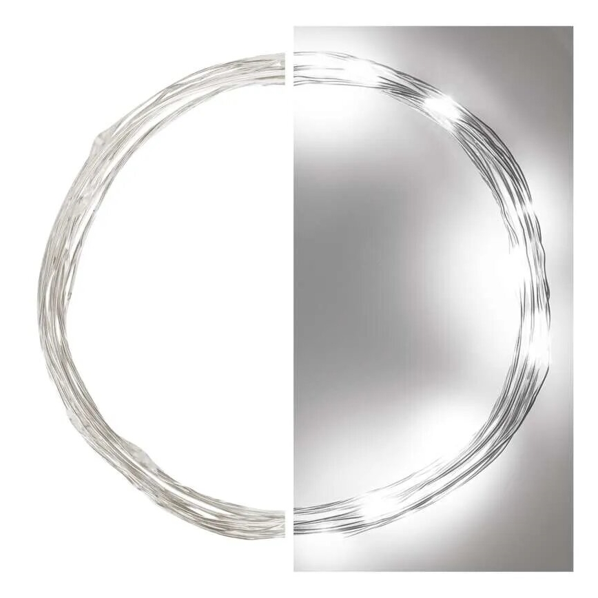LED-valoketju 20 LED/2×AA, 2,4 m, kylmänvalkoinen