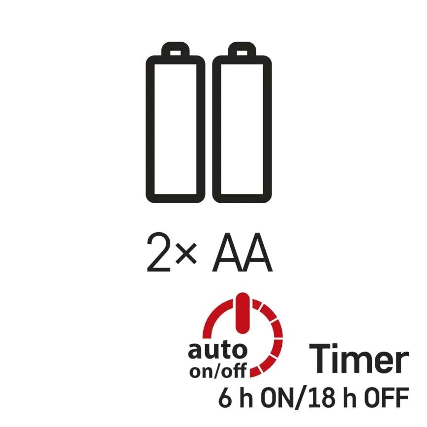 LED-valoketju 20 LED/2×AA, 2,4 m, kylmänvalkoinen