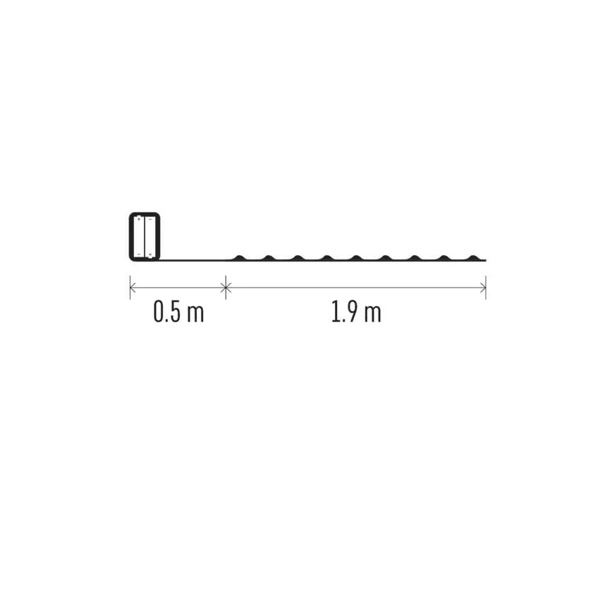 LED-valoketju 20 LED/2×AA, 2,4 m, kylmänvalkoinen