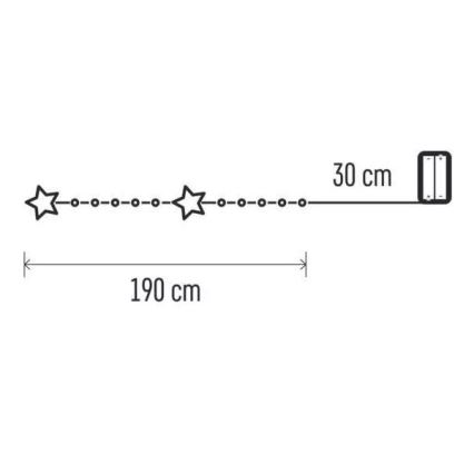 LED-valoketju 20xLED/2xAA 2,2 m lämmin valkoinen