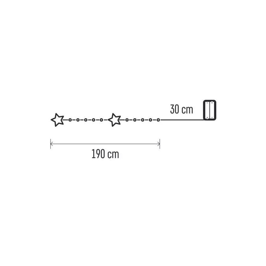 LED-valoketju 20xLED/2xAA 2,2 m lämmin valkoinen