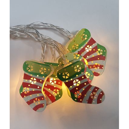 LED-valoketju ulkokäyttöön 10xLED/2xAA 1,65 m IP44 lämmin valkoinen joulusukat