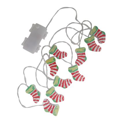 LED-valoketju ulkokäyttöön 10xLED/2xAA 1,65 m IP44 lämmin valkoinen joulusukat