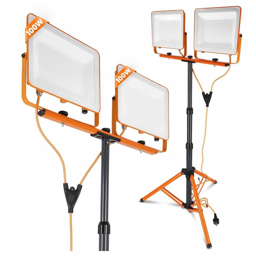 LED-valonheitin jalustalla 2xLED/100W/230V 4500K IP65 oranssi